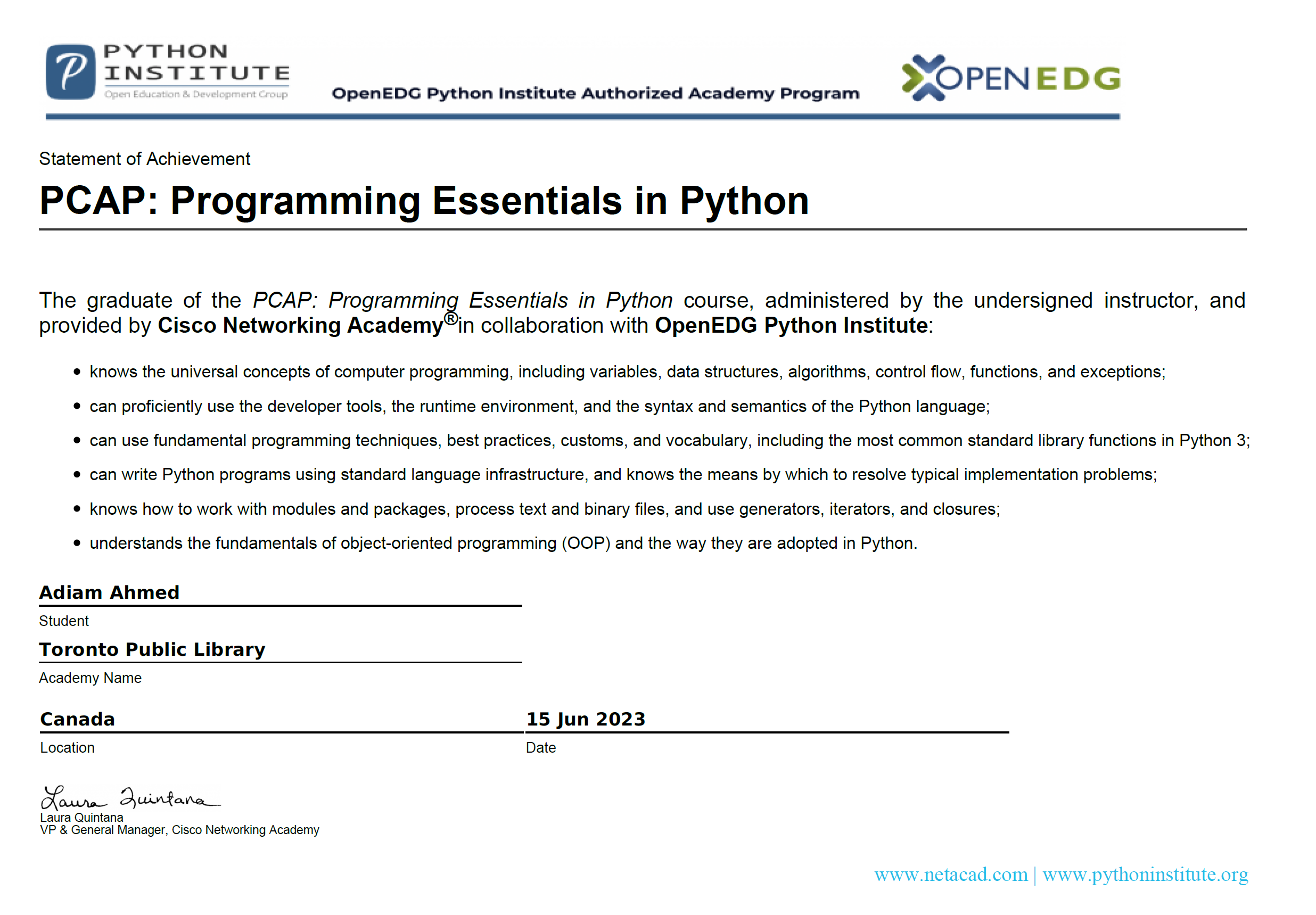 Python Certificate